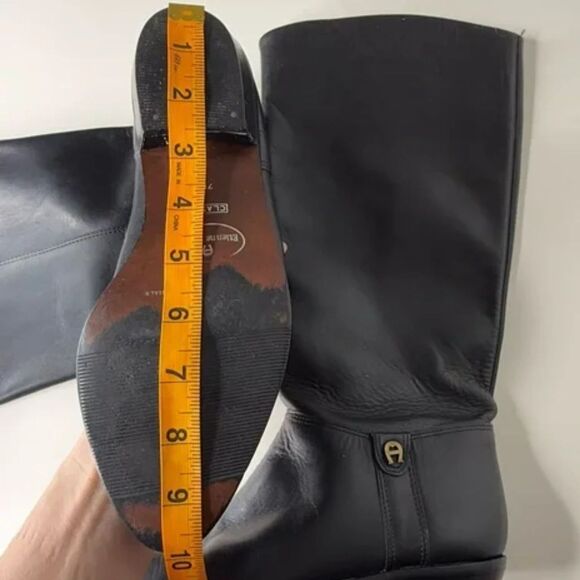 Etienne Aigner Black Leather Riding Boots | Vintage Designer, Made in Brazil - Picture 9 of 12
